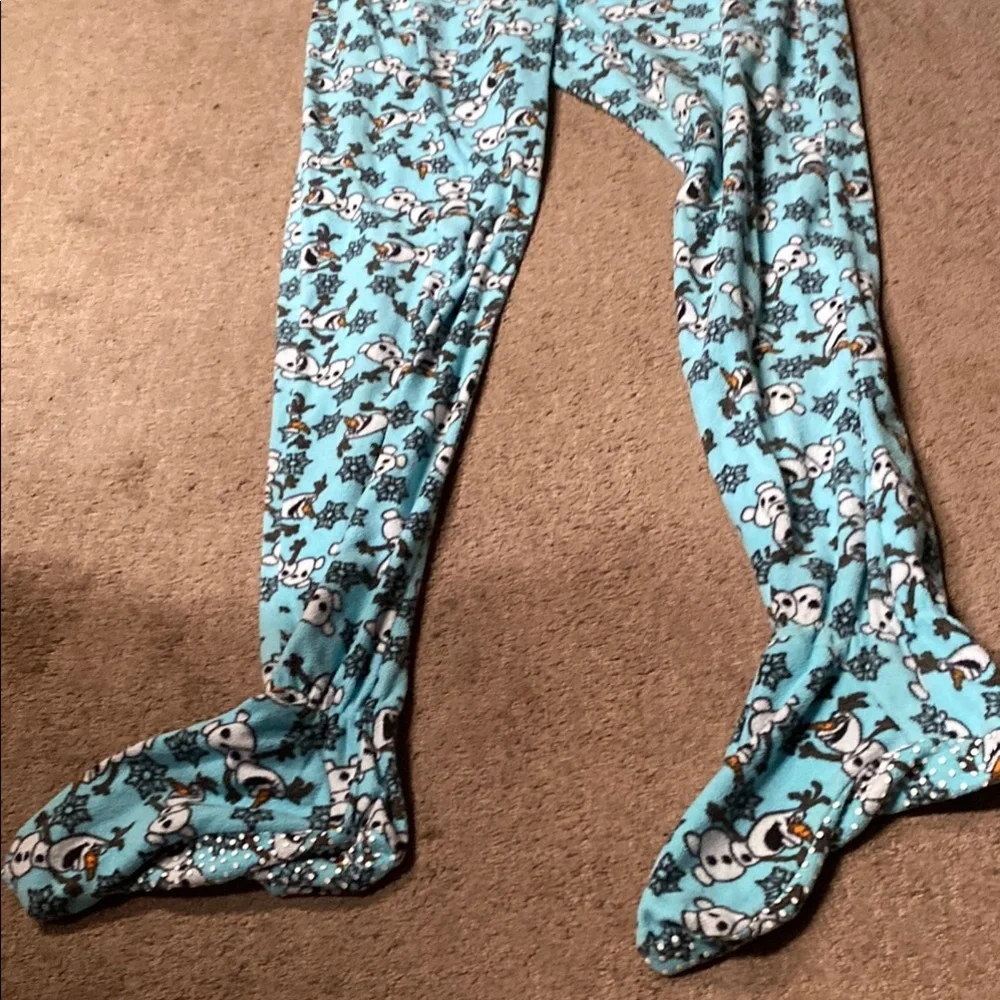 Disney Blue and White Olaf Adult One Piece Footie Pajamas - Picture 3 of 12